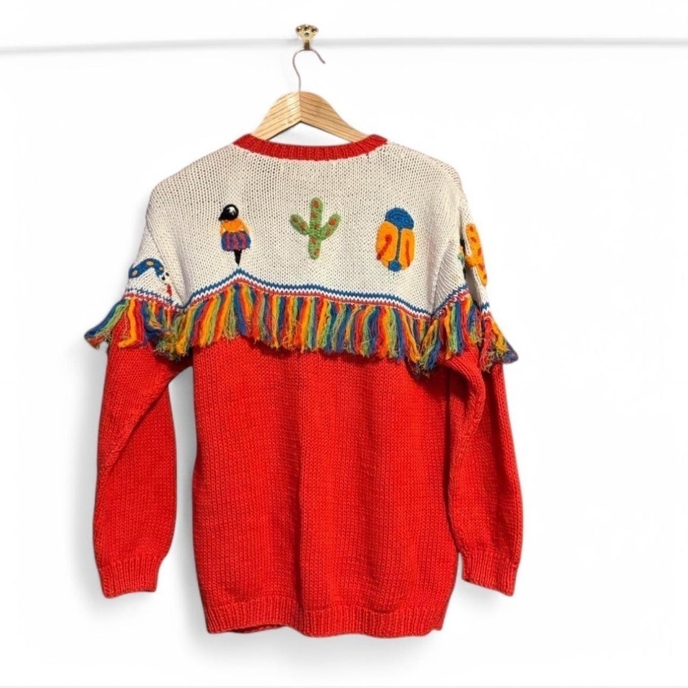 Vintage‎ 90s Cactus Cardigan Sweater Women's Petite Small IB Diffusion Rainbow - Picture 2 of 9